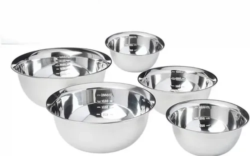 Kit Jogo 5 Tigela Inox Cumbuca Bowl Conjunto Bacia Saladeira