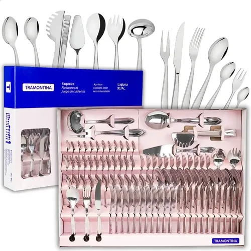 Faqueiro Tramontina Laguna Inox Facas De Churrasco 91 Peças Cor Prateado
