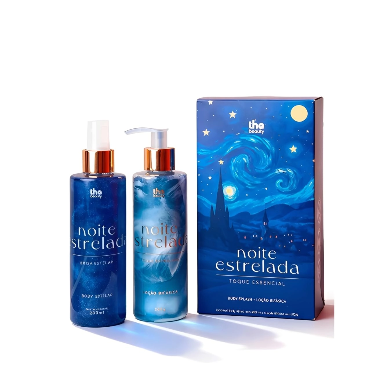 ThaBeauty Kit Noite Estrelada, Body Splash + Hidratante, Fragrância Floral Frutal Sofisticada, 200ml