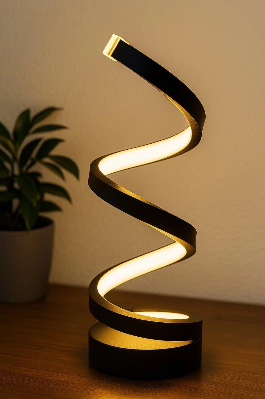 Abajur Espiral Luminária De Mesa Moderno LED Design Contemporâneo Luz Frio/Quente Bivolt - Ideal para Escritório, Sala, Quarto, cabeceira de cama - SHACK