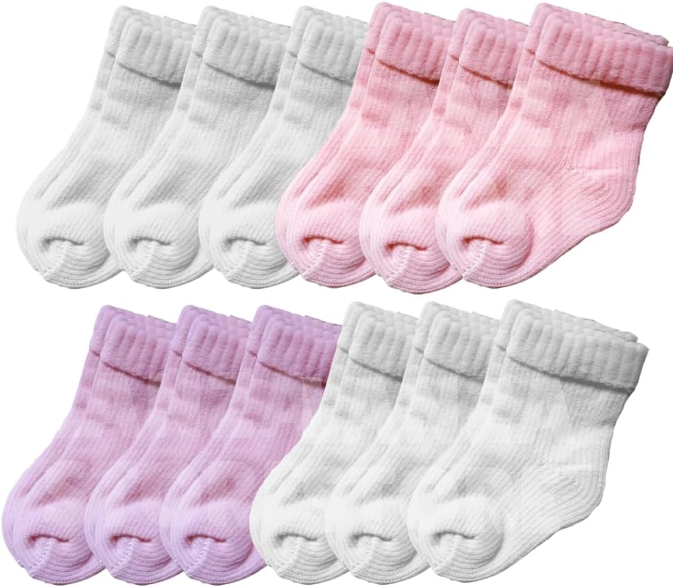 12 Pares de Meia Meias Lisa Bebê Infantil RN Recém Nascido 0 a 10 Meses Menina Enxoval Maternidade