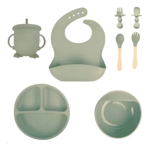 Kit Alimentação Bebê Infantil Refeição Silicone Papinha Cor