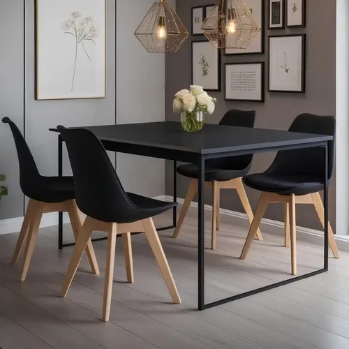 Mesa De Jantar Industrial 4 Lugares 120x80 Pé Metal