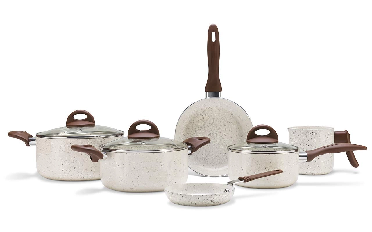 Brinox - Jogo de Panelas Antiaderente Ceramic Life 6 Peças Smart Plus - Vanilla : Cozinha