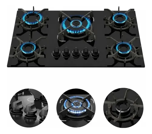 Fogão Cooktop 5 Bocas Tripla Chama Ferro Fundido Itatiaia