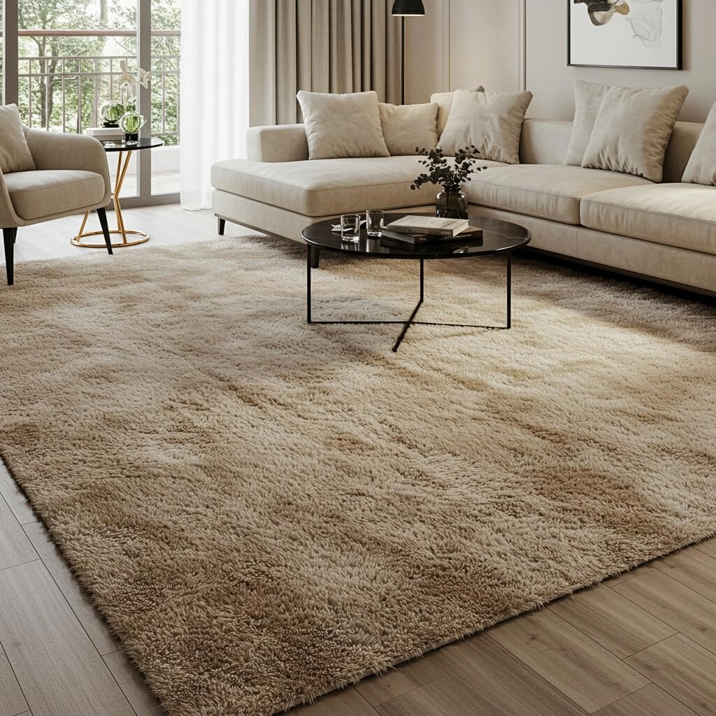 Tapete Peludo Felpudo 2,00 x 1,50m Antiderrapante para Sala Quarto Sofá Decoração Confortável Macio Shaggy Bege Moderno Tecido Aconchegante (Bege) : Casa