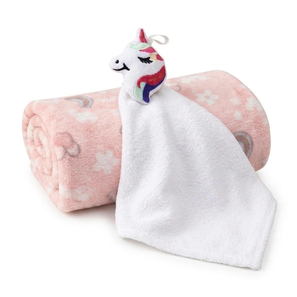 Manta Bebê Com Naninha Kit Infantil Recém Nascido Mantinha Macia Enxoval Presente Chá De Bebê Cobertor Infantil (Naninha Branca)