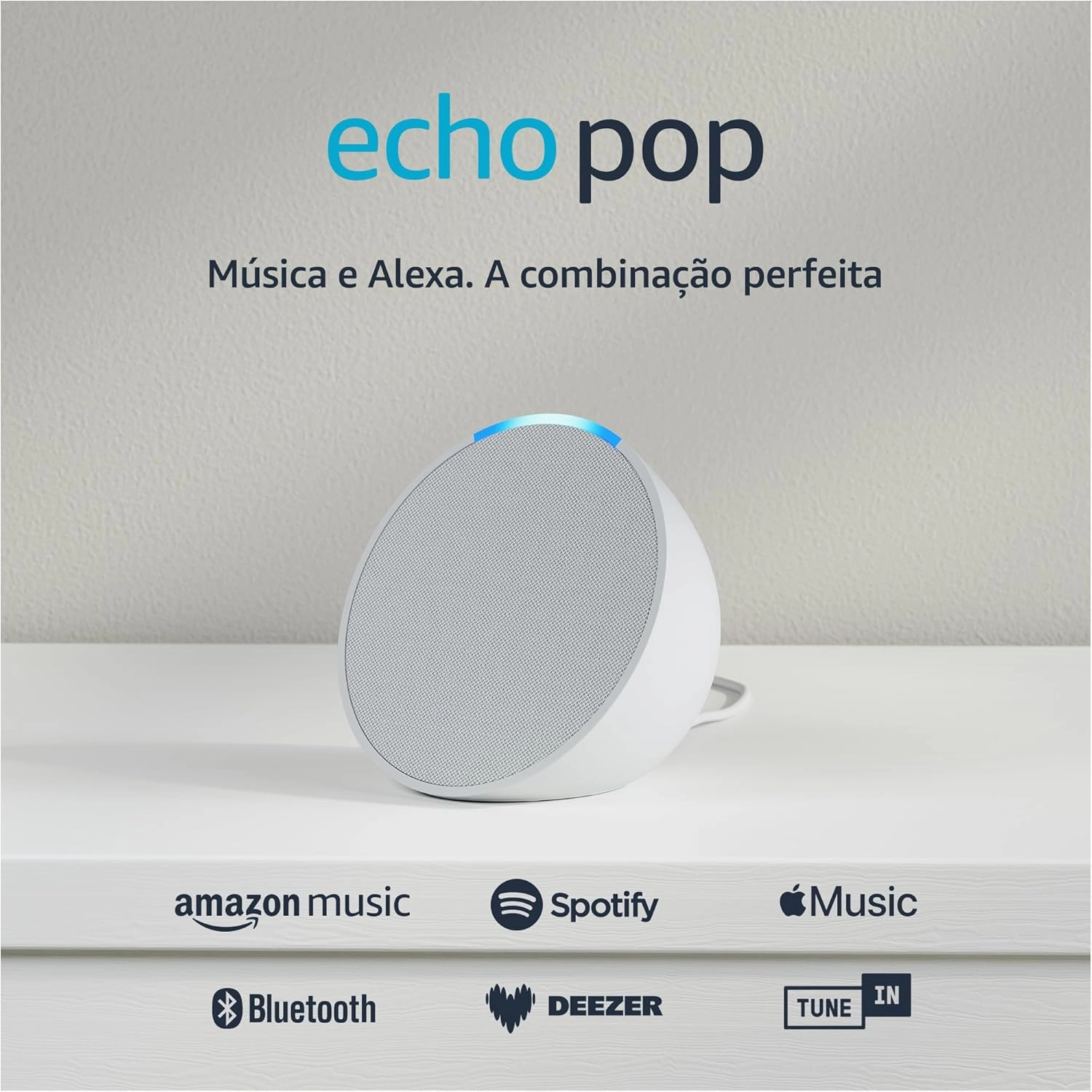 Echo Pop (Geração mais recente) | Smart speaker compacto com som envolvente e Alexa | Cor Branca