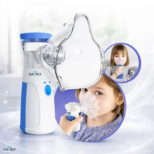 Inalador Nebulizador Portátil Mesh Sem Fio Silencioso Branco Compacto Mesh Bivolt Nebulizador Com Rede Vibratória Aparelho Para Inalação Inalador Silencioso A Pilha Ou Cabo Usb - Davely