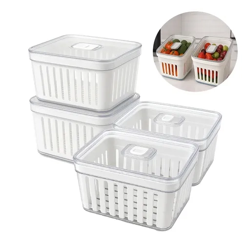 Rebirth Kit 4 Potes Acrílico 3,8l Organizador Geladeira