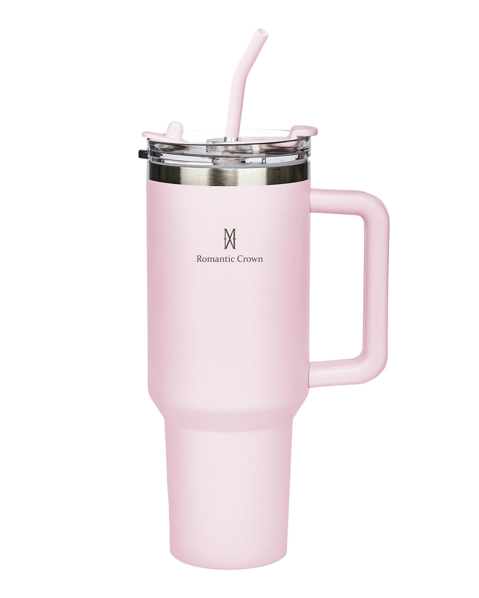 Romantic Crown Copo Térmico com Canudo Tampa e Alça 1,18L, Copos Garrafas Termico para viagem vácuo dupla camada aço inoxidável, Caneca Termica Cafe Água Chá,Presente, Fitness (Rosa claro) : Cozinha