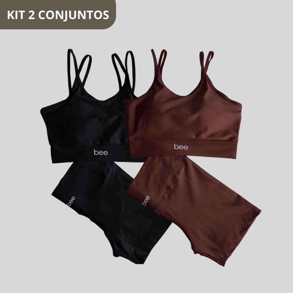 KIT 2 Roupa Fitness Feminina Academia 2 Peças Cós Alto Zero Transparencia Treino Modelador