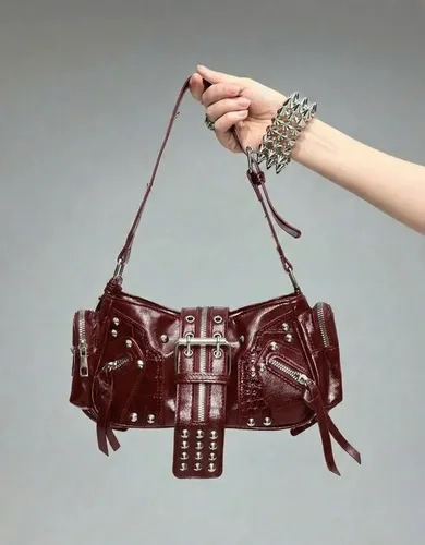 Bolsa Feminina De Ombro Rock Punk Estilo Y2k Gótica Festa