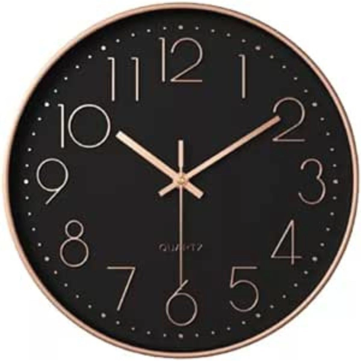 Relógio de Parede Minimalista Rose com Preto 25cm x 25cm Decoração de Parede Enfeites Utilidades Domésticas Premium