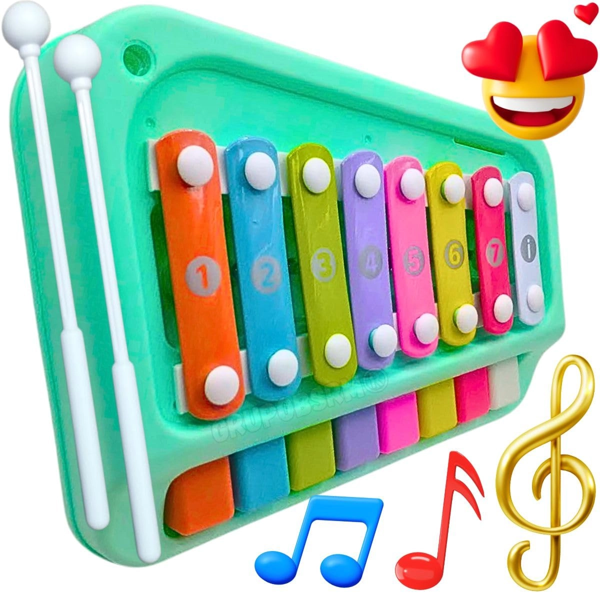 Mix Brinquedos Educativos Bebê Kit Cubos Encaixe Peças (Xilofone verde)