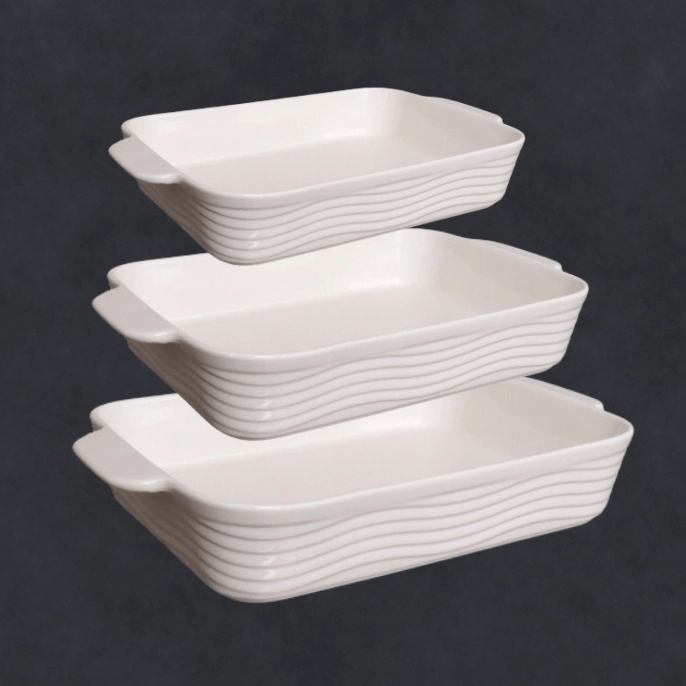 Travessa Assadeira Refratárias Alça Porcelana Branca