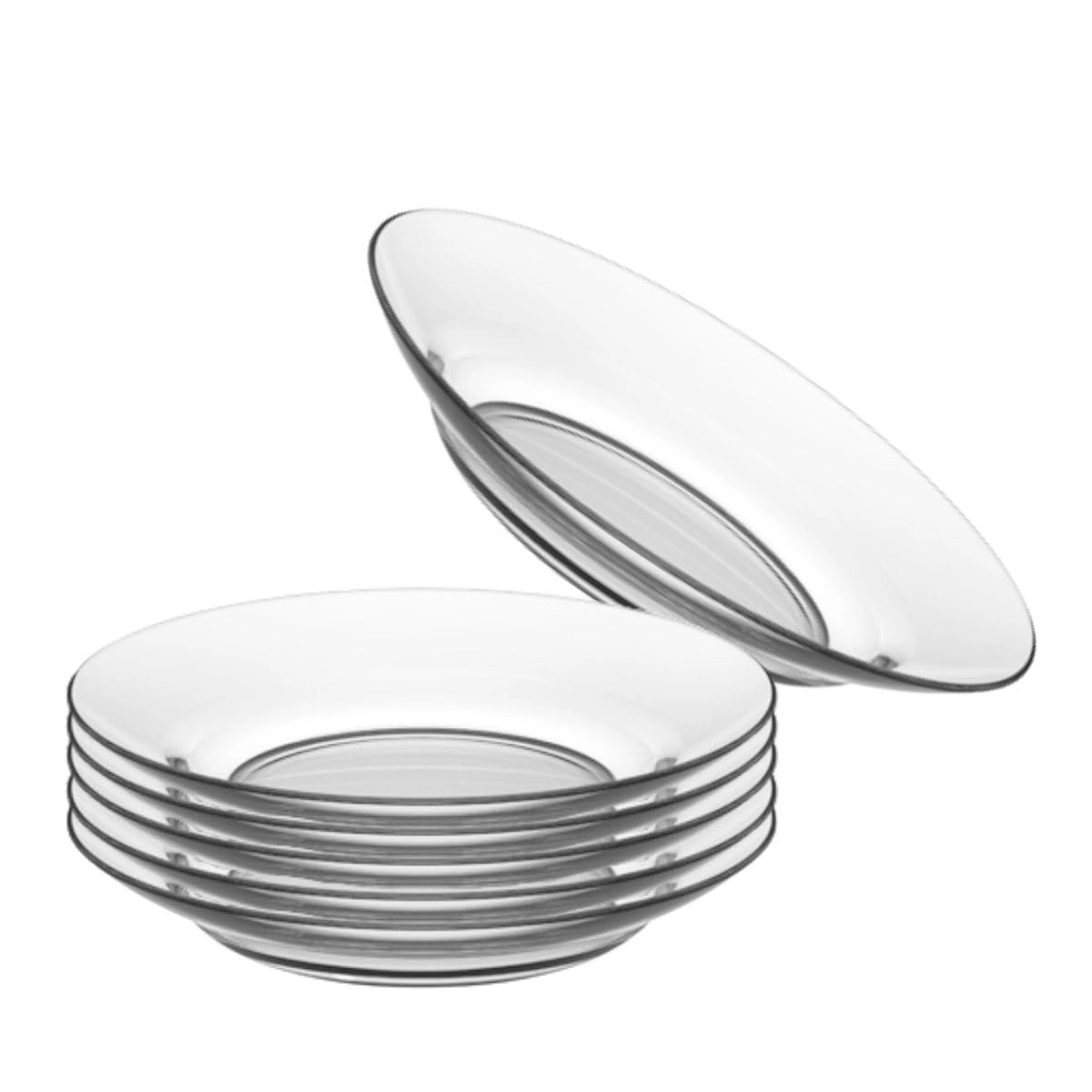 Conjunto de Pratos Fundos de Vidro 6 Peças 22cm – Design Liso Moderno e Resistente | Acessível a Micro-ondas e Lava-louças | Ideal para Refeições, Almoços e Jantares
