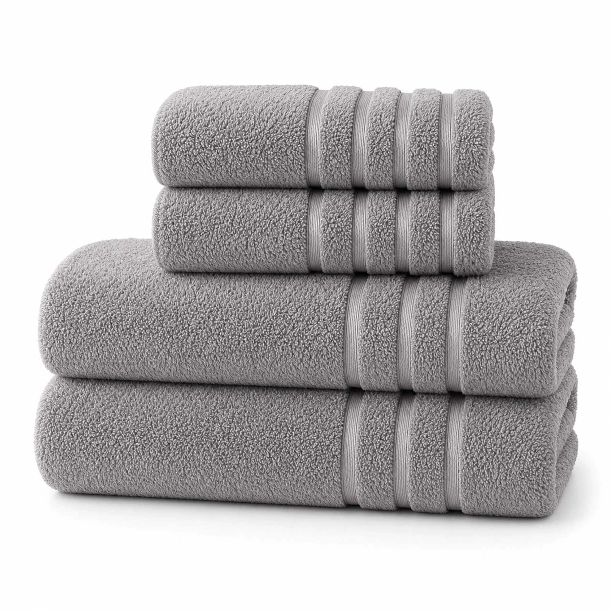 Jogo Toalhas De Banho Premium Luxo 2 e 4 Peças 100% Algodão Casal Gigante Alta Absorção Felpuda (4, Cinza)