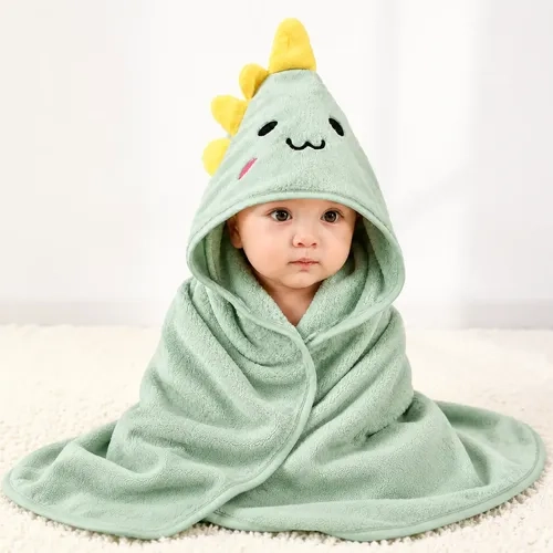 Toalha De Banho Bebê Infantil Com Capuz De Dinossauro
