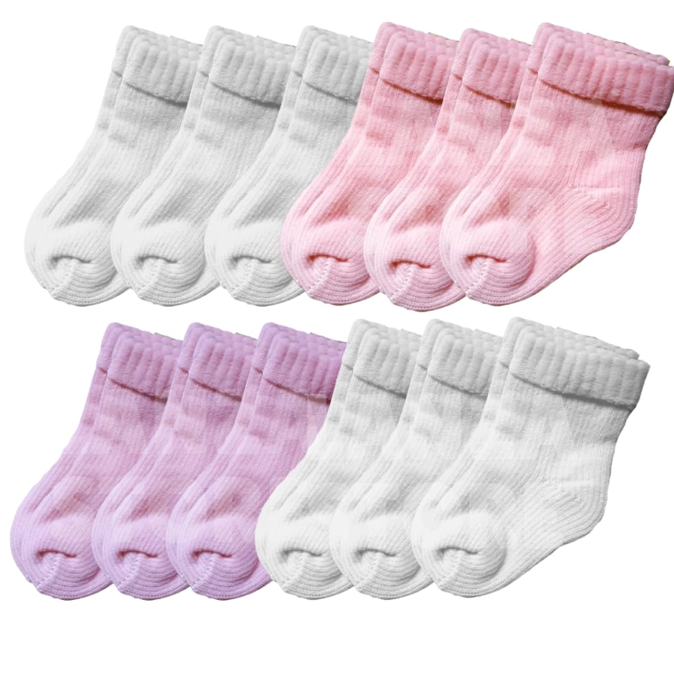 12 Pares de Meia Meias Lisa Bebê Infantil RN Recém Nascido 0 a 10 Meses Menina Enxoval Maternidade