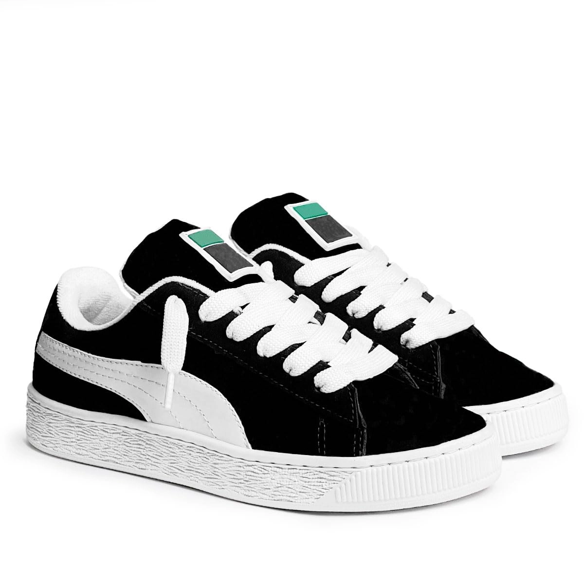 Tenis Casual Unissex Orks Suede Urbano Acolchoado Leve Confortavel (PRETO BRANCO, BR, Adulto, Numérico, 36)