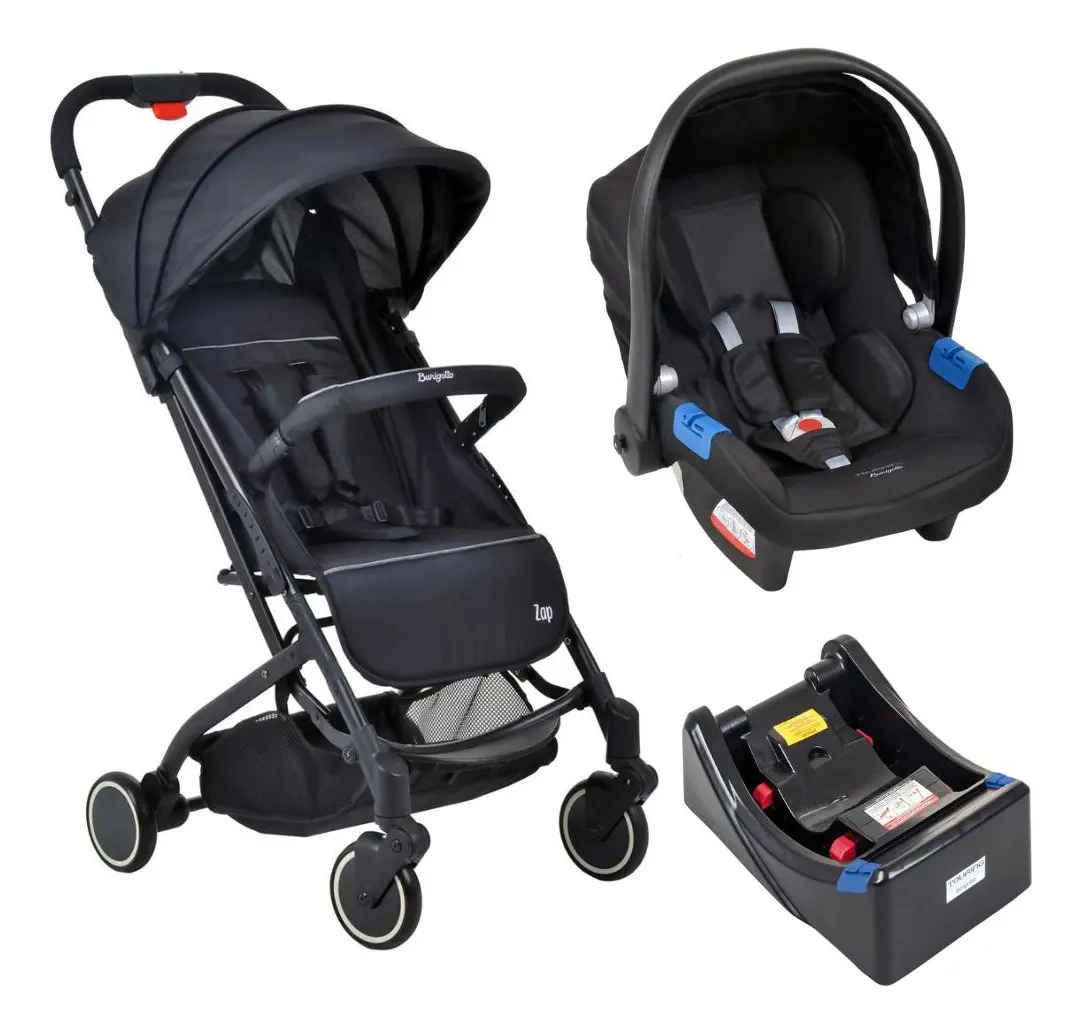 Carrinho Zap Black Bebê Conforto E Base - Burigotto