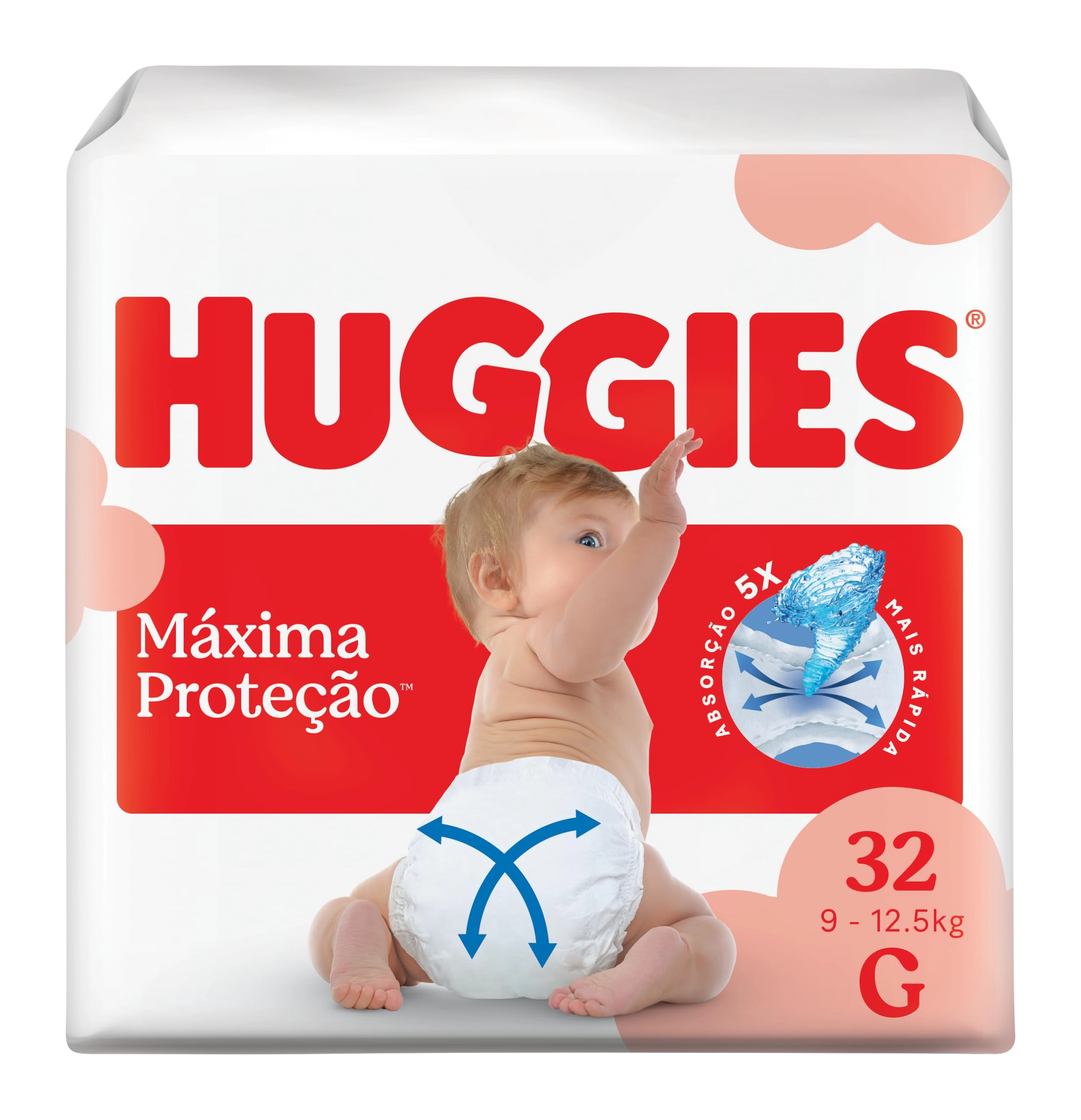 Fralda Descartável Huggies Máxima Proteção Tamanho G 32 unidades – Nova fralda Supreme Care aberta com tecnologia Xtra-Flex, canais em X que se adaptam aos movimentos e máxima proteção sem fralda caída (embalagem pode variar)