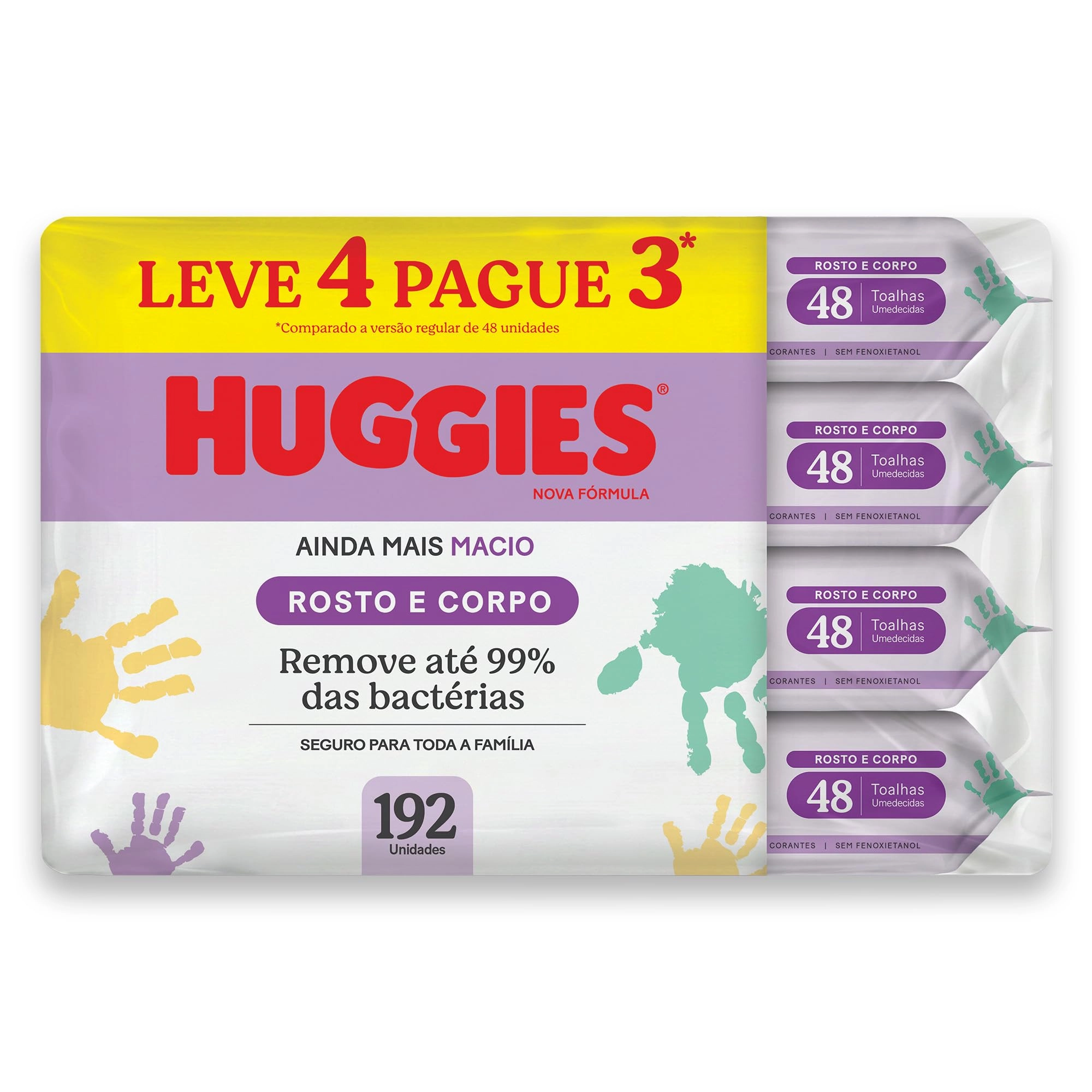 Lenços Umedecidos Huggies Rosto e Corpo Limpeza 4 x 48 Un