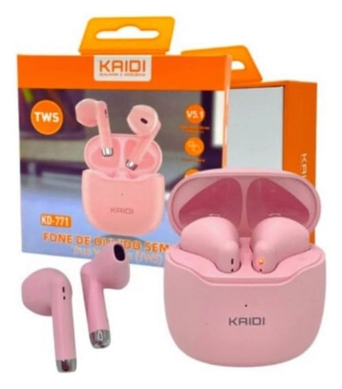 Fone De Ouvido Sem Fio Tws Bluetooth 5.1 Original Kaidi 771 - Rosa : Instrumentos Musicais