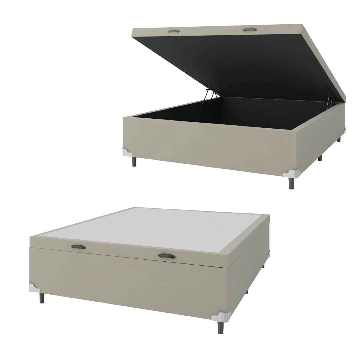 Base Cama Box Baú Casal 138x188x41cm Bege Suede Veludo Prince : Casa