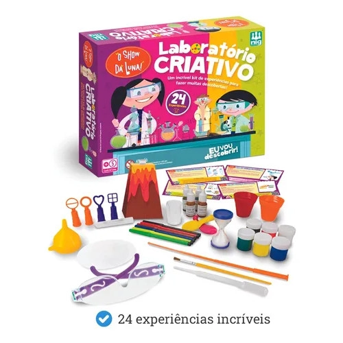 Laboratório Criativo Show da Luna Kit Ciências Infantil 24 Experiências Educativas NIG