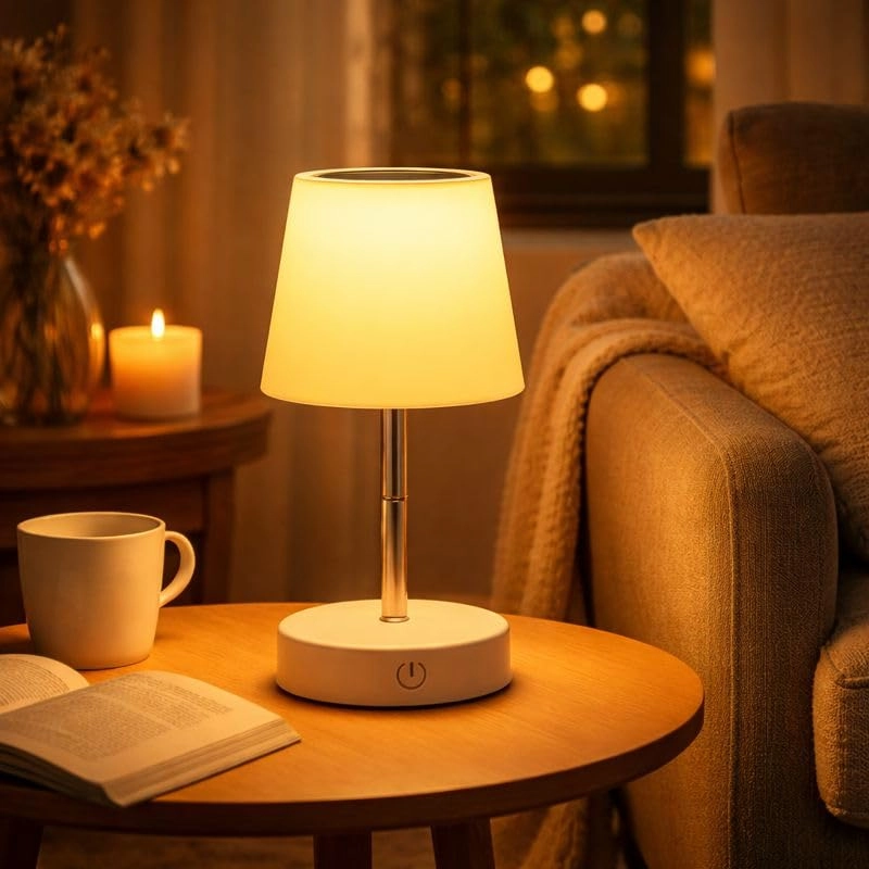 Luminária De Mesa Abajur Retrátil Recarregável USB Touch Led Luz Quente Telescópica Estudo Escritório Leitura Cabeceira Compacta Moderna Design Decorativo Ajustável Bivolt
