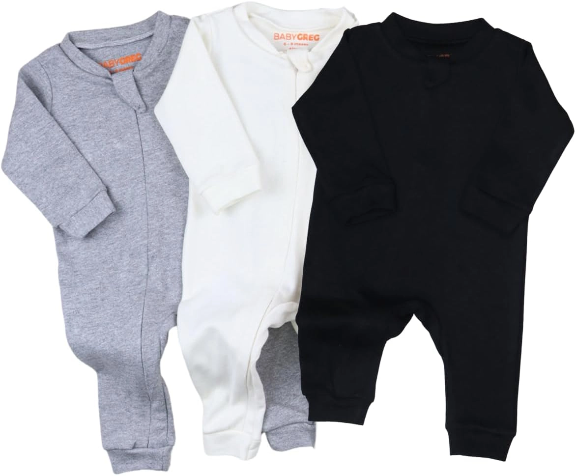 Kit 3 Macacão Minimalista Para Bebês Com Zíper Premium Confortável Menino Menina Unissex - Baby Greg (Rn)